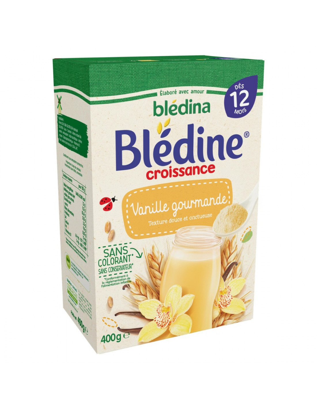 BLEDINA Blédine Céréales bébé dés 12 mois Croissance Vanille Gourmande -  400g